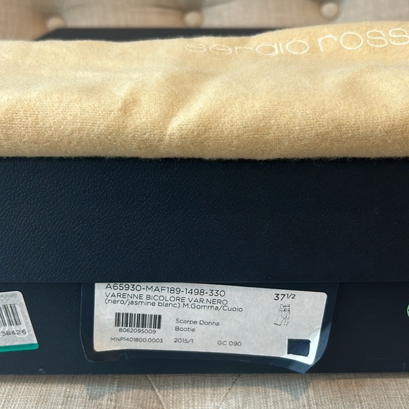 Sergio Rossi Black White Leather Ankle Boots Sz 7.5 US - Picture 7 of 11